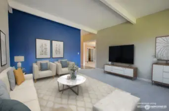 Formal living room, virtually staged