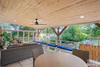 Covered deck for a year round outdoor escape