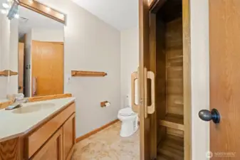 Lower bath and sauna