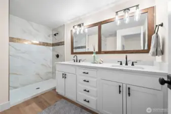 Walk-in shower in upscale primary bathroom