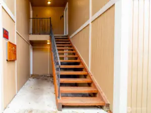 Mailboxes located to the left.