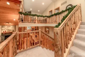 Beautiful log rail staircase