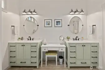 Double vanity in primary suite.