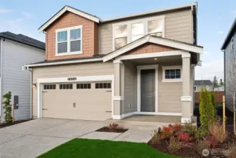 Stunning two-story home exterior with covered patio/entry. Photos are representative only and may display different color packages and/or upgrades.