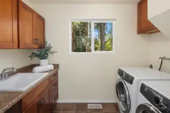 Utility room with sink conveniently located next to the kitchen