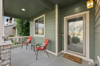 Great front porch for morning coffee.