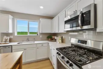 See supplements for colors in home. Home has gray cabinets.