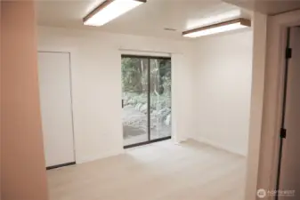 Walk downstairs to laundry room