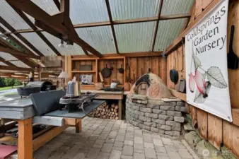 Clay pizza oven.