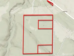 Overhead view with approximate boundaries in red.