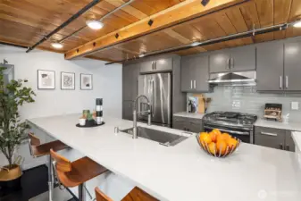 Generous cabinet and prep space