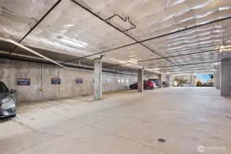 Dedicated parking for one vehicle inside the garage