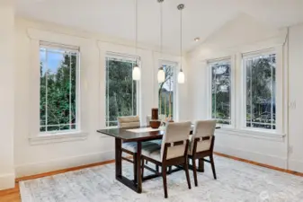 Spacious Dining room with windows out to back yard