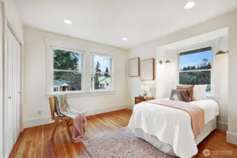 Widows in second and third bedrooms bring in light from two sides.