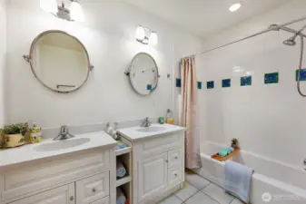Second floor bath is simple and timeless