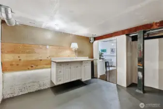 Additional partially finished space in Basement ready to be a shop or hobby space.