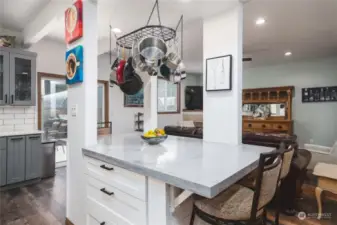The kitchen island is both practical and beautiful.