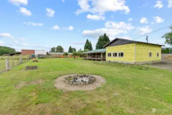 Firepit and spacious yard