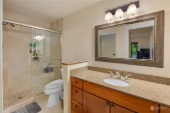 Primary Bathroom, Tile Floor to Ceiling shower.