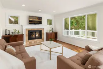 Second living room with gas fireplace.
