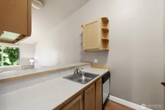 From the kitchen you can see through to the dining room and living room.