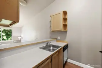 From the kitchen you can see through to the dining room and living room.