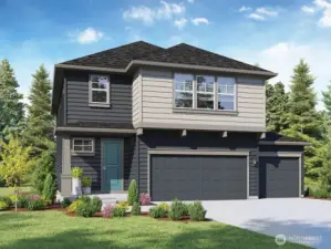 Sellwood Elevation Rendering. Depictions of homes or other features are artist conceptions. Hardscape, landscape, and other items shown may be decorator suggestions that are not included in the purchase price and availability may vary. No view is promised. Views may also be altered by subsequent development, construction and tree growth and landscaping.