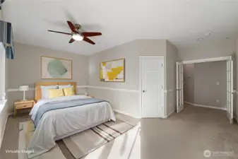 Bedroom 2 w/Ceiling fan virtually staged