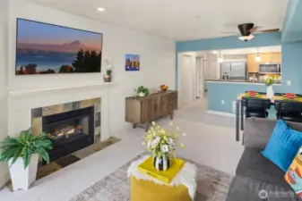 Unit - Living Room and Gas Fireplace