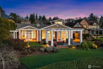 Looking East, the rear of the house faces west for the unobstructed, protected, panoramic views of the Puget Sound and the Olympic Mountains.