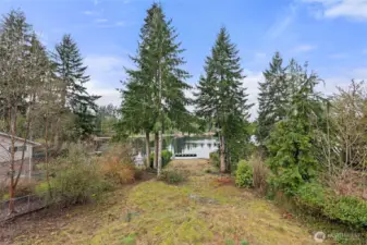 Serene lake view from deck.