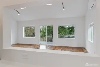 View through kitchen pass-through window into Great Room.