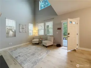 Front entry with high ceilings