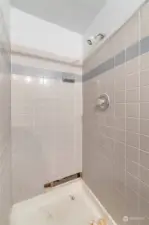 Spacious shower in upstairs bathroom