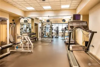 Also accessible for residents of Seattle Heights- a fully-stocked, high-ceilinged, large weight room.