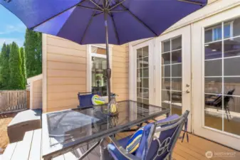 Private side deck off dining room