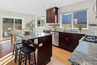 Kitchen flows into everyday dining space