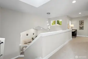 Upstairs landing, view from primary bedroom to the other 3 bedrooms on same floor