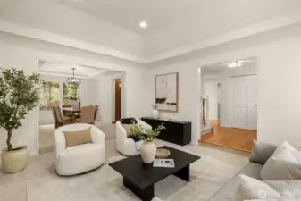 Living room leads into dining room