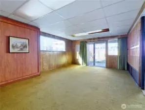 Rec room opens to backyard.