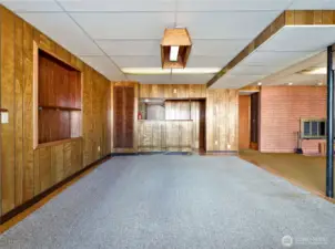 Family room with wet bar.