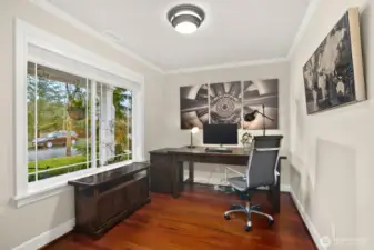 Dedicated office space with beautiful views of moutains, pond and park