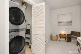 An in-unit washer and dryer—both new—add everyday ease and convenience.