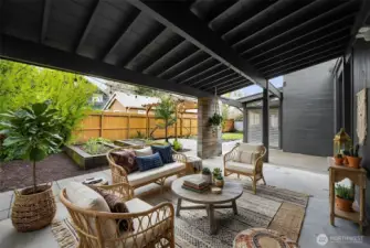 Virtually Staged Beatiful Covered Extended Patio For Entertaining