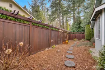 The side yard provides an easy-to-maintain landscape. Imagine what you could create in this space when spring comes along.