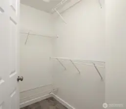 Walk-in closet accessed from inside the bathroom.