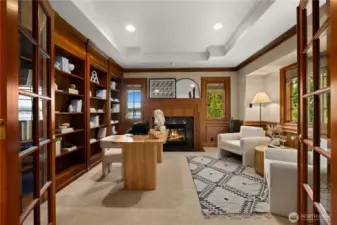 Office on the 2nd level with lake views.