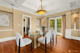 Just off the dining room is the wet bar and kitchen.