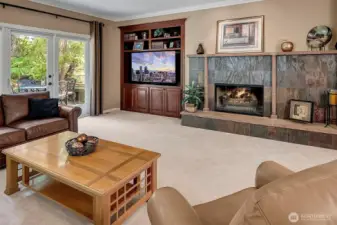 Gas Fireplace with Slate Hearth & Surround