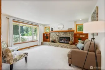 Living room with built ins